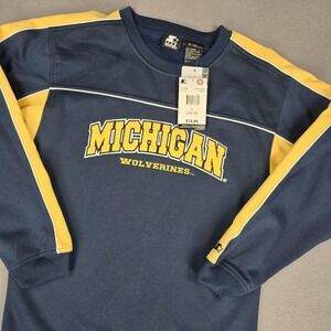 Michigan Wolverines Sweatshirt Youth Large 16/18 Embroidered Vintage Starter New